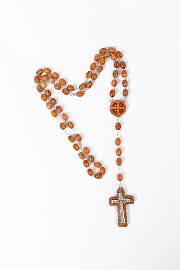Olive Wood Rosary_ Jerusalem Cross Centerpiece