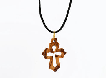 Olive Wood Pendant_ Hollow Roman Cross