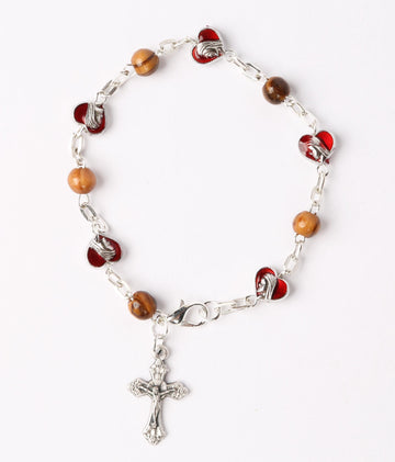 Olive Wood Bracelet_ Red Hearts