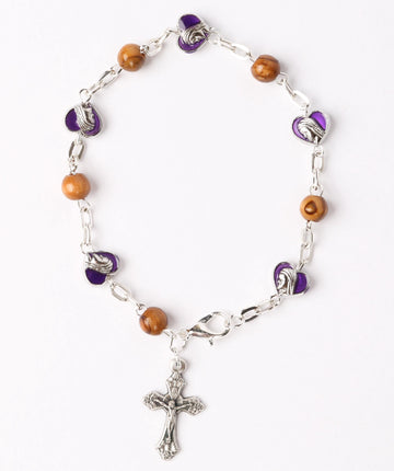 Olive Wood Bracelet_ Purple Hearts