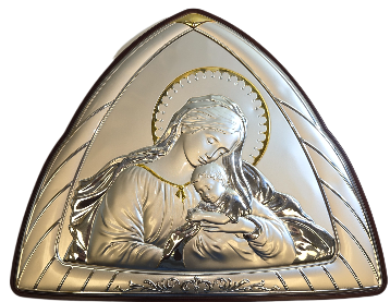 Madonna of Gentle Light Plaque – Triangular Silver Devotional Icon