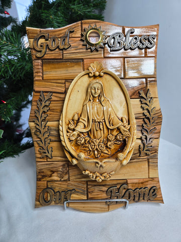 Virgin Mary & God Bless Our home Wall Plaque