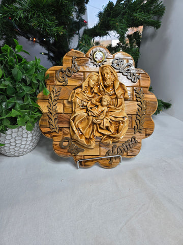 Holy Family Wall Plaque, flower shape