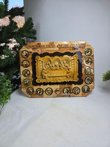 God Bless Our home last Supper Plaque with 14 stations- Rectangular - corner