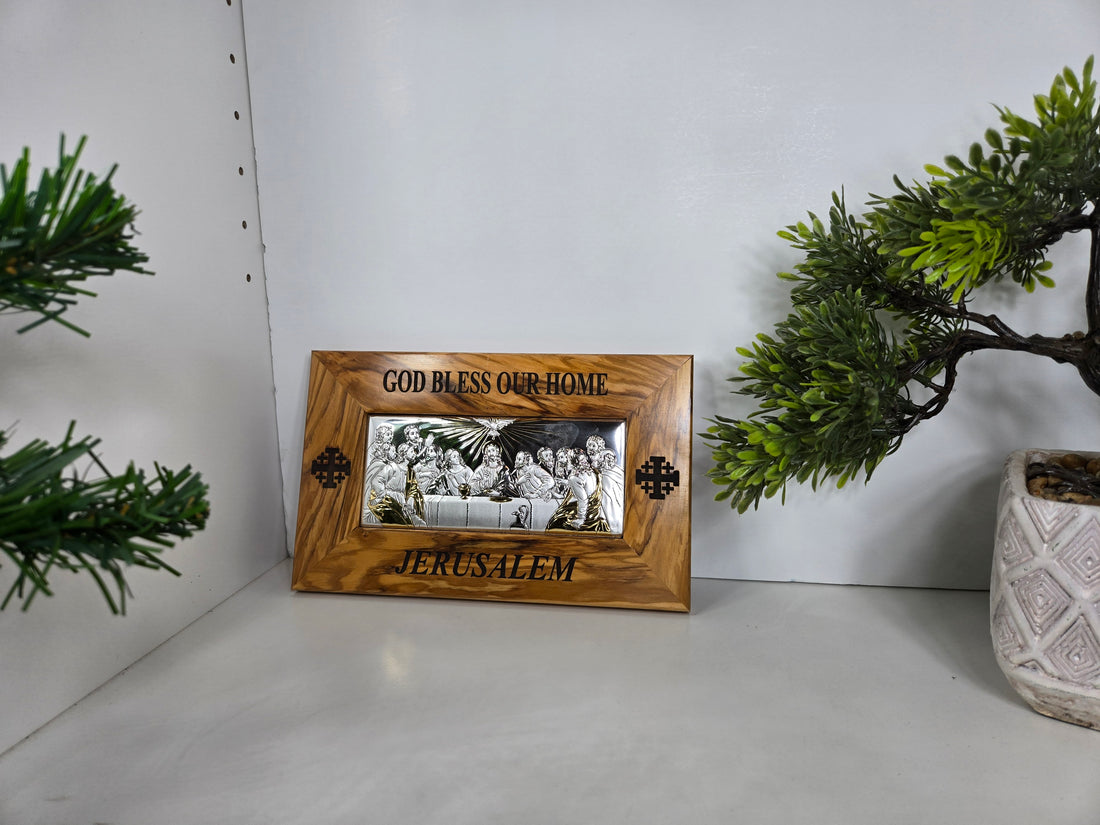 The Last Supper Olive Wood & Silver Plaque