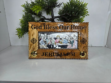 The Last Supper Olive Wood & Silver Plaque Plain