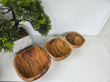 Olive Wood Serving Bowl_ Three Pieces