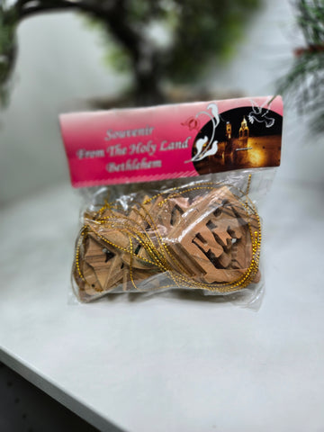 Olive Wood Ornament_ Set of 10 Diverse Ornaments_ Small