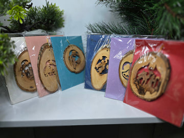 Olive Wood Ornament_Set of 6 Diverse Natural Ornaments