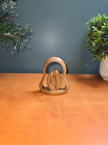 Olive Wood Nativity Scene_ Holy Family in Bell Frame
