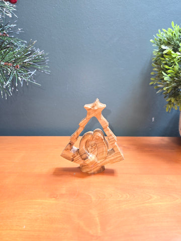 Olive Wood Nativity Scene_ Holy Family in Christmas Tree Frame
