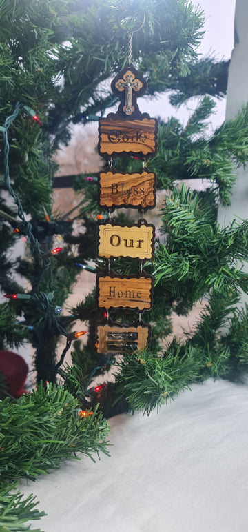 God Bless our Home Olive Wood Wall Sign
