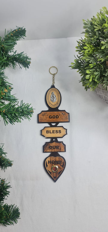 God Bless Our Home Wall Plaque With Silver Holy Family