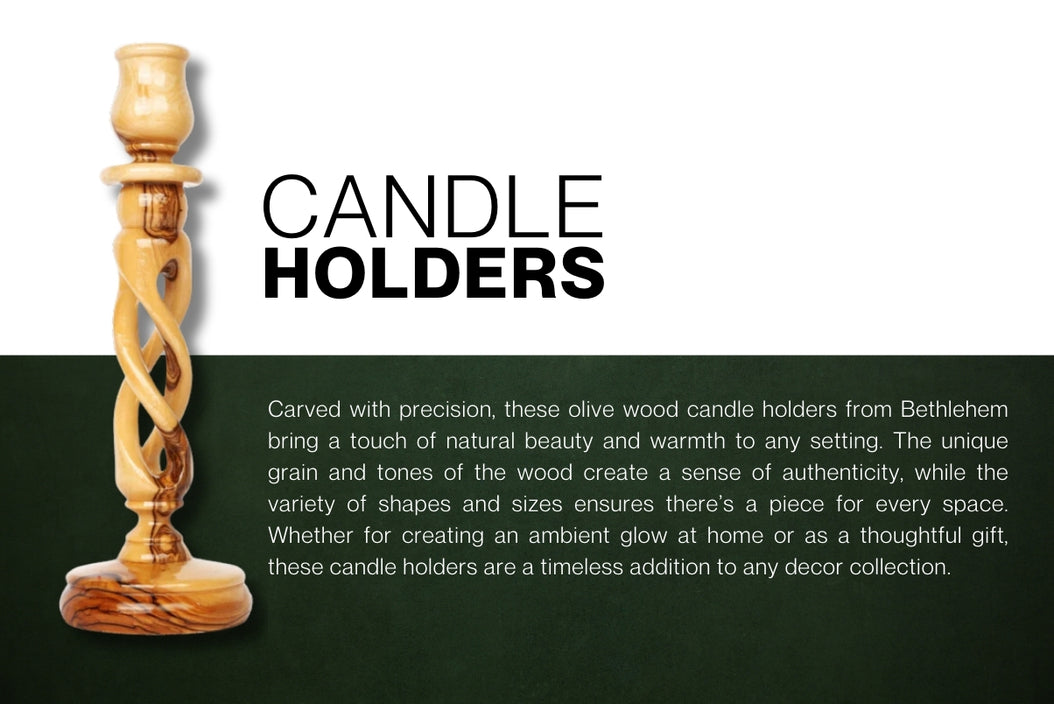 Olive Wood Candle Holder_ Spiral Candlestick