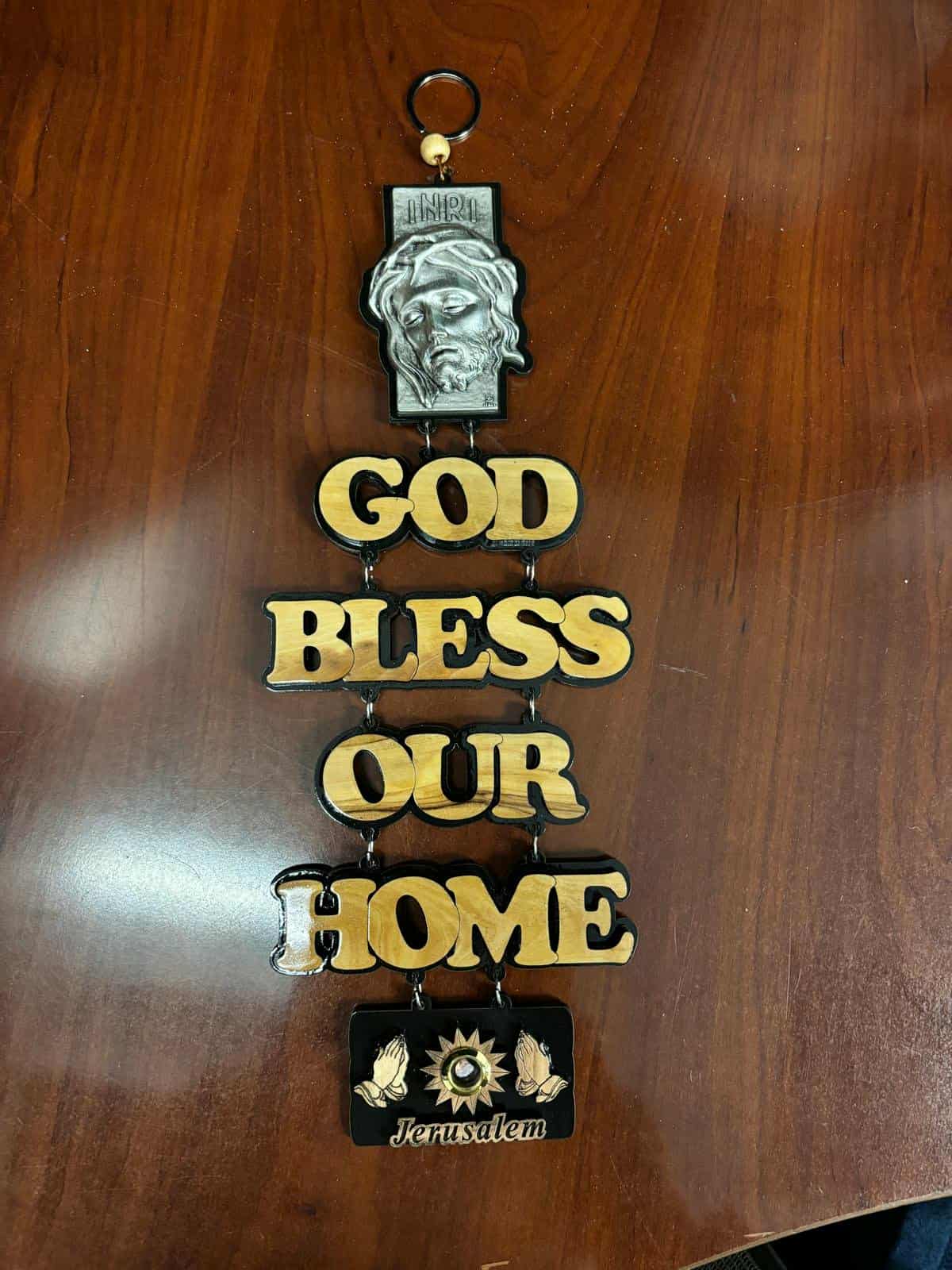God Bless Our Home Heart Cross Blessing Plaque