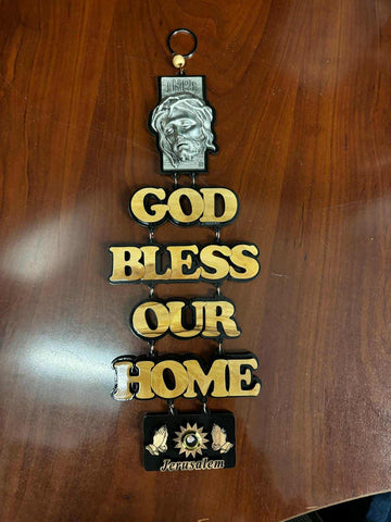 God Bless Our Home Heart Cross Blessing Plaque