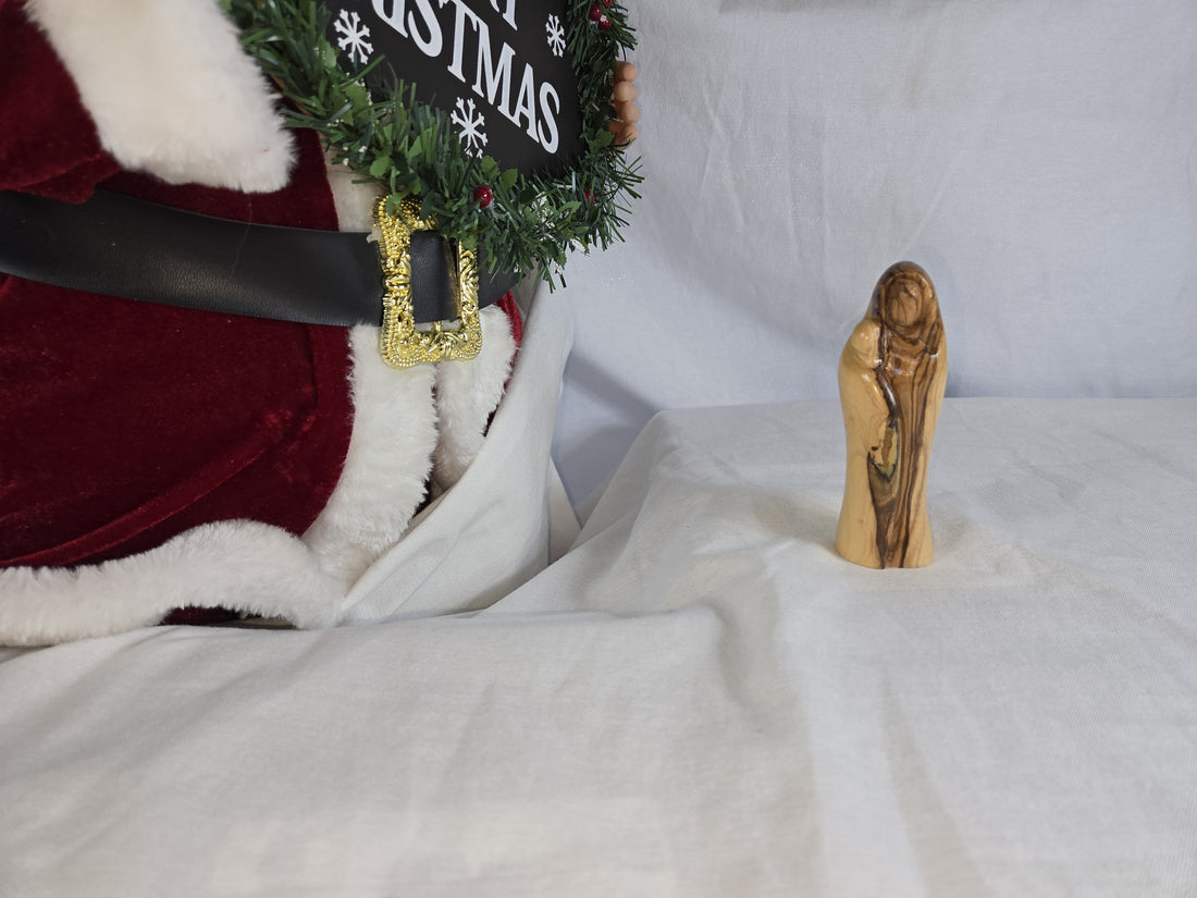 Olive Wood Madonna and Child Statue