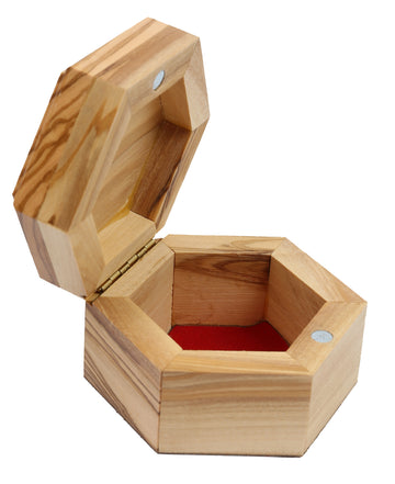 Olive Wood Box_ Plain Large Hexagonal S