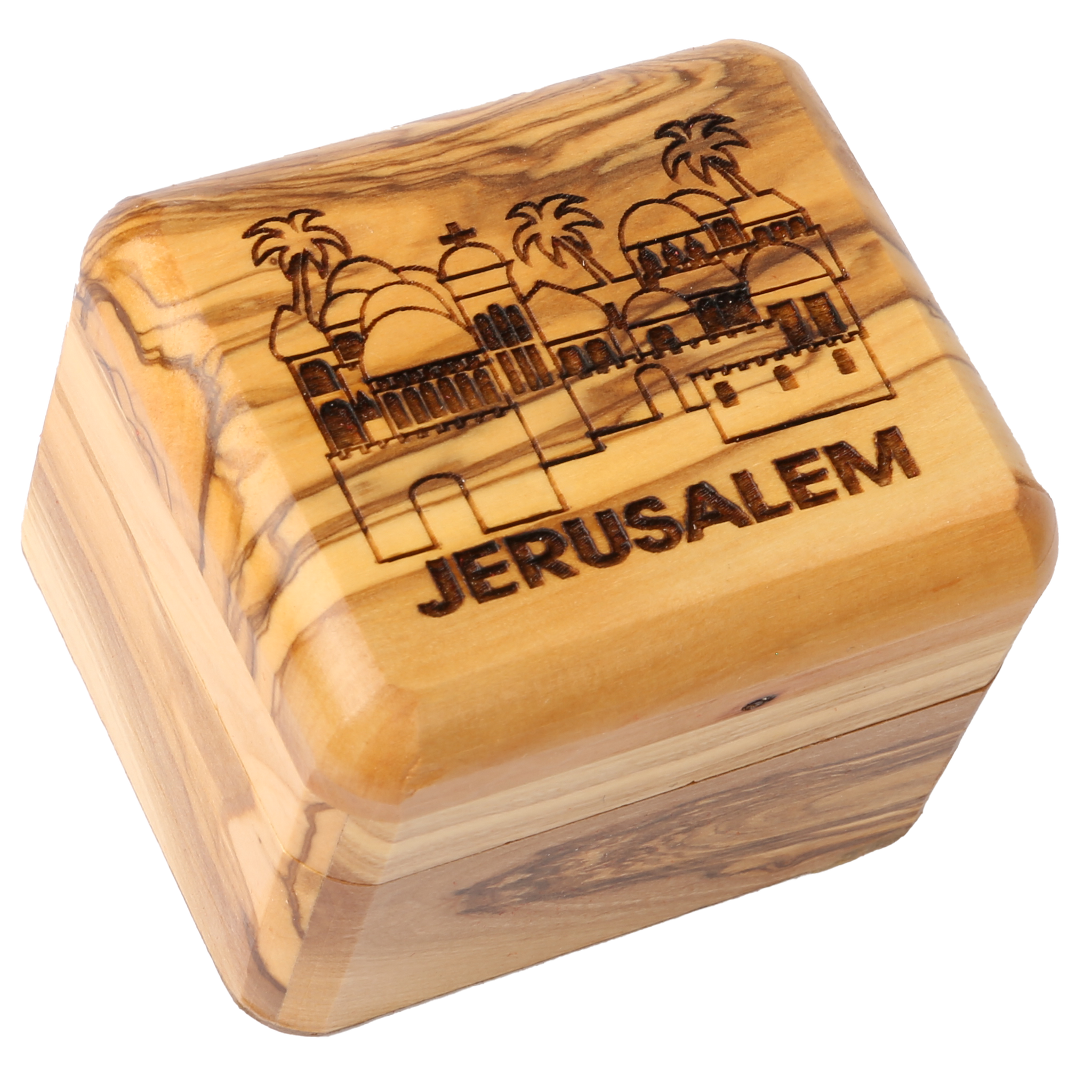 Olive Wood Box_ Laser-engraved Jerusalem Panaroma