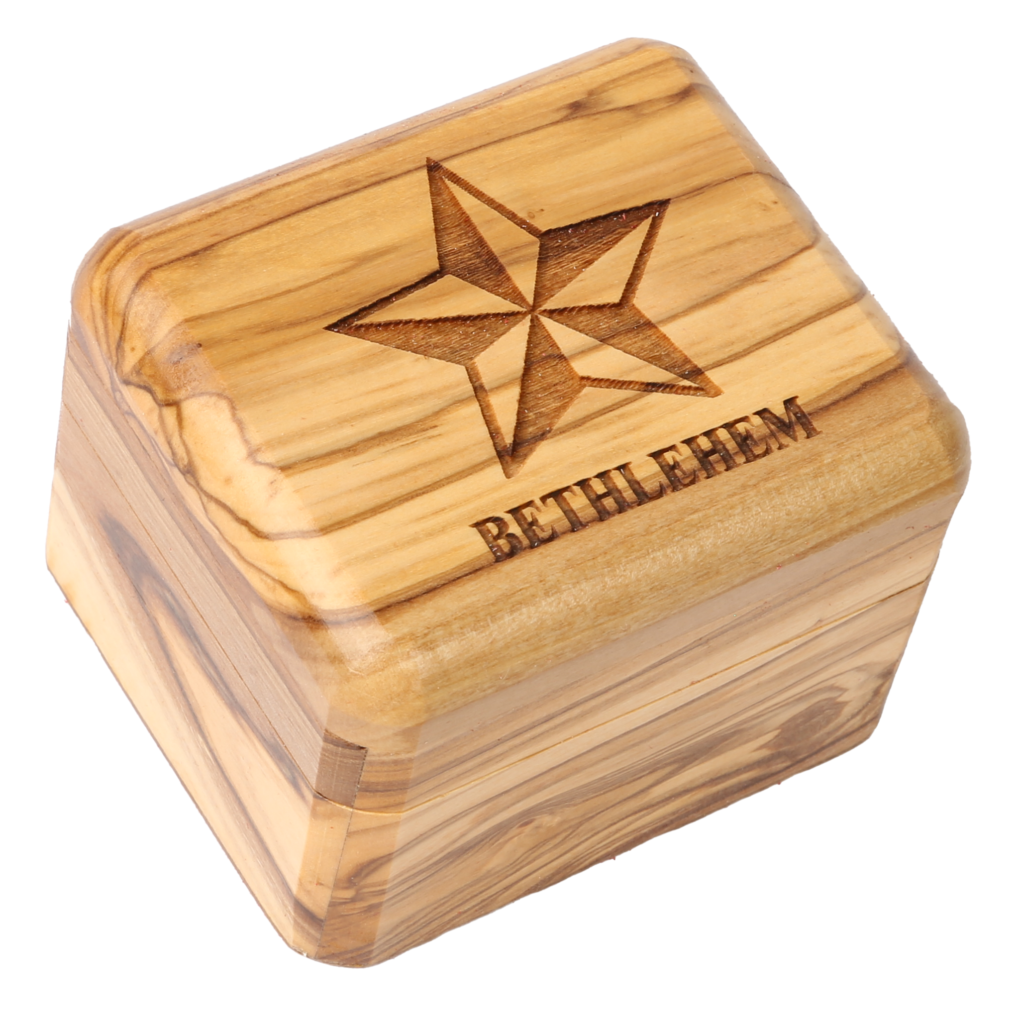 Olive Wood Box_ Laser-engraved Star of Bethlehem