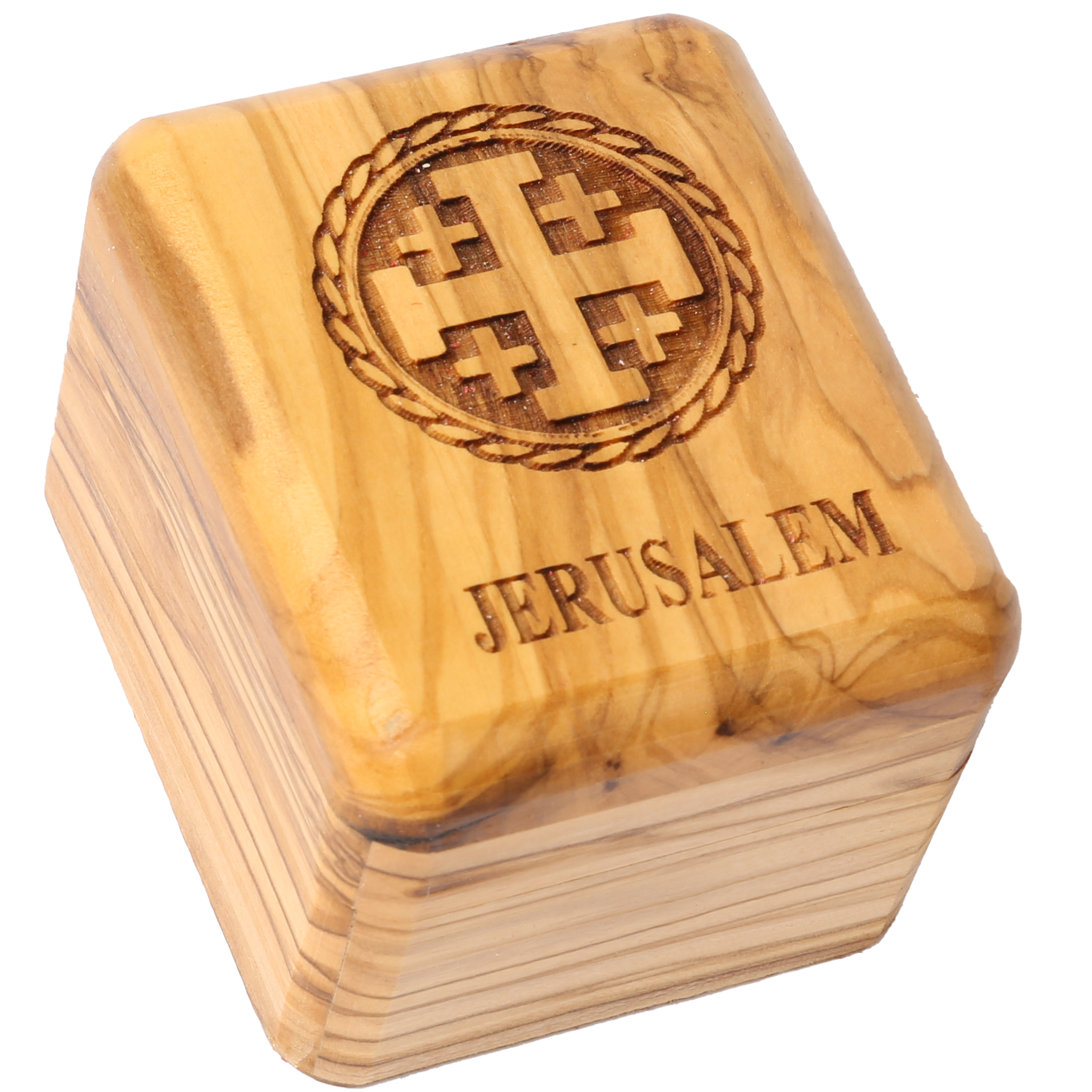 Olive Wood Box_ Laser-engraved Jerusalem Cross