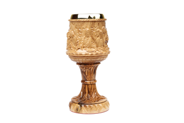 Olive Wood Chalice Cup_Sculpted Last Supper