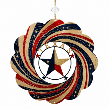 Custom Made Texas Lone Star Sapphire Wind Spinner – Red, White & Blue Patriotic Metal Hanging Décor