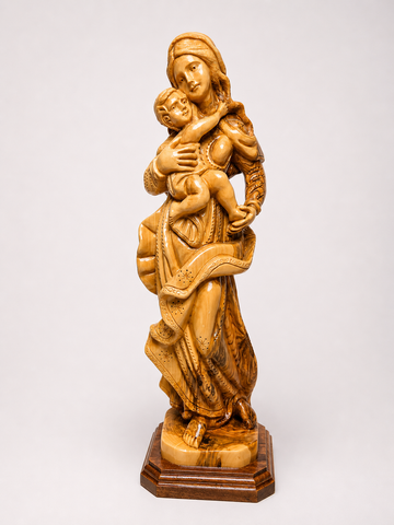 Madonna and Child – Hand-Carved Olive Wood Statue