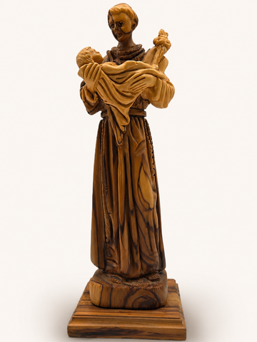 St. Anthony with Child Jesus – Hand-Carved Olive Wood Statue