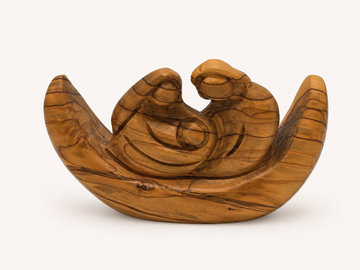 Holy Family in Hands – Olive Wood Nativity Sculpture