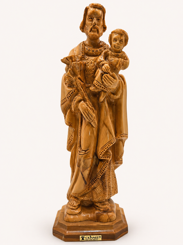 Saint Joseph with Infant Jesus – Handcrafted Olive Wood Figure