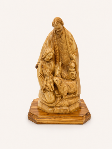 Holy Family Nativity with Donkey – Olive Wood Statue