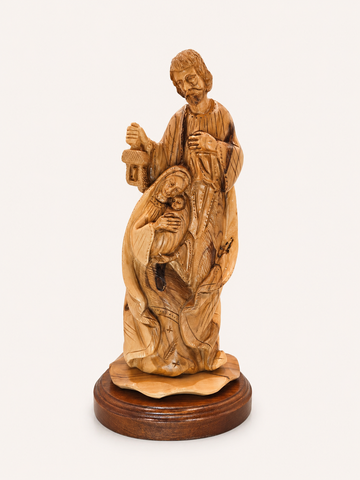 Holy Family Statue with Joseph – Hand-Carved Olive Wood