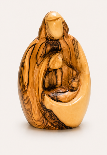 Sanctuary Form – Abstract Olive Wood Holy Family Sculpture