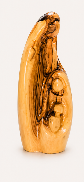 Sheltering Grace – Abstract Olive Wood Holy Family Sculpture