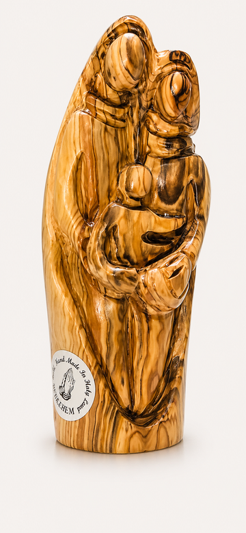 Heart of Devotion – Olive Wood Holy Family Sculpture