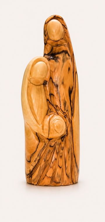 Graceful Shelter – Abstract Olive Wood Mother & Child Sculpture