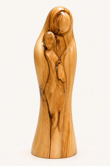 Prayerful Grace – Olive Wood Madonna with Rosary