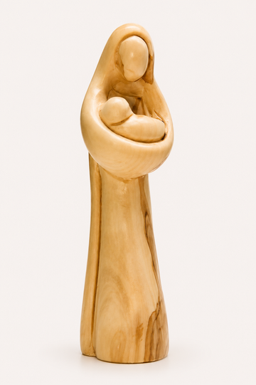 Graceful Serenity – Olive Wood Mother & Child Sculpture