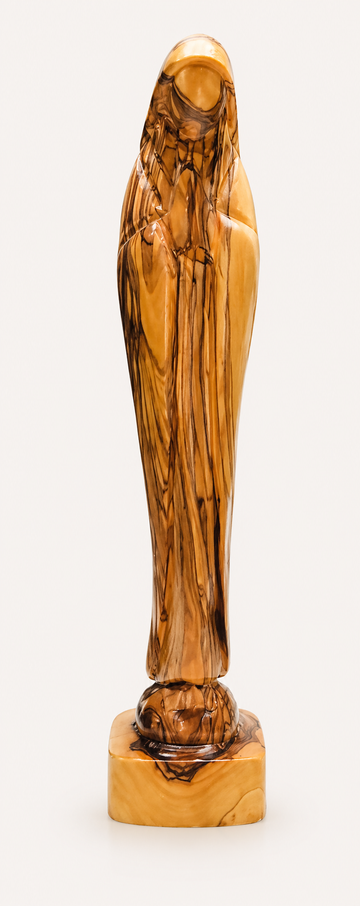 Elegant Devotion – Abstract Olive Wood Praying Madonna