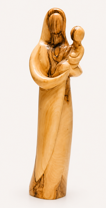 Olive Wood Madonna & Child – Handcrafted Sculpture