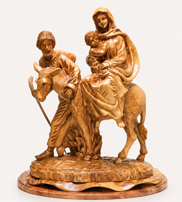 Flight into Egypt Sculpture – Olive Wood