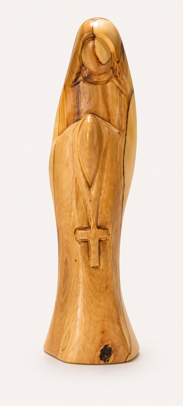Devotional Grace – Olive Wood Madonna with Cross