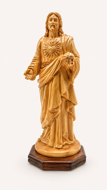 Sacred Heart of Jesus with Orb – Olive Wood Statue