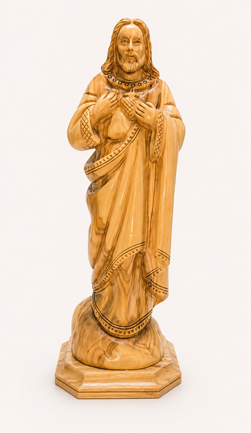 Sacred Heart of Jesus – Hand-Carved Olive Wood Statue