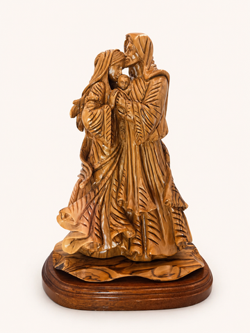 Holy Family Embrace – Hand-Carved Olive Wood Statue