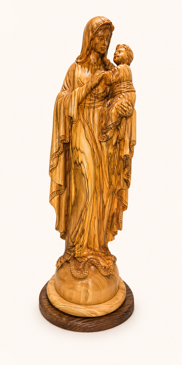 Virgin Mary with Child – Olive Wood Statue