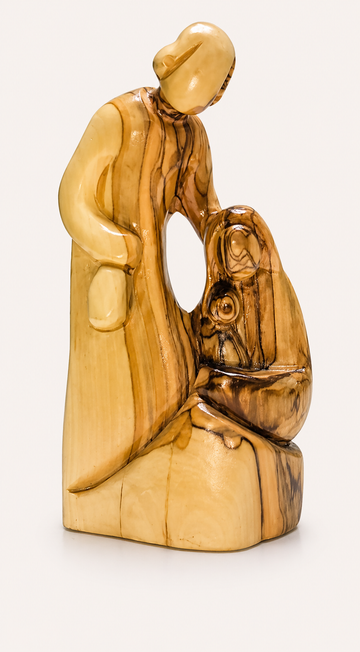 Circle of Care – Abstract Olive Wood Holy Family Sculpture