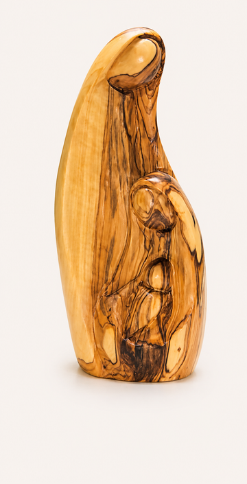 Sheltered Light – Abstract Olive Wood Nativity Sculpture