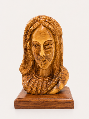 Virgin Mary Bust – Hand-Carved Olive Wood Sculpture from Bethlehem